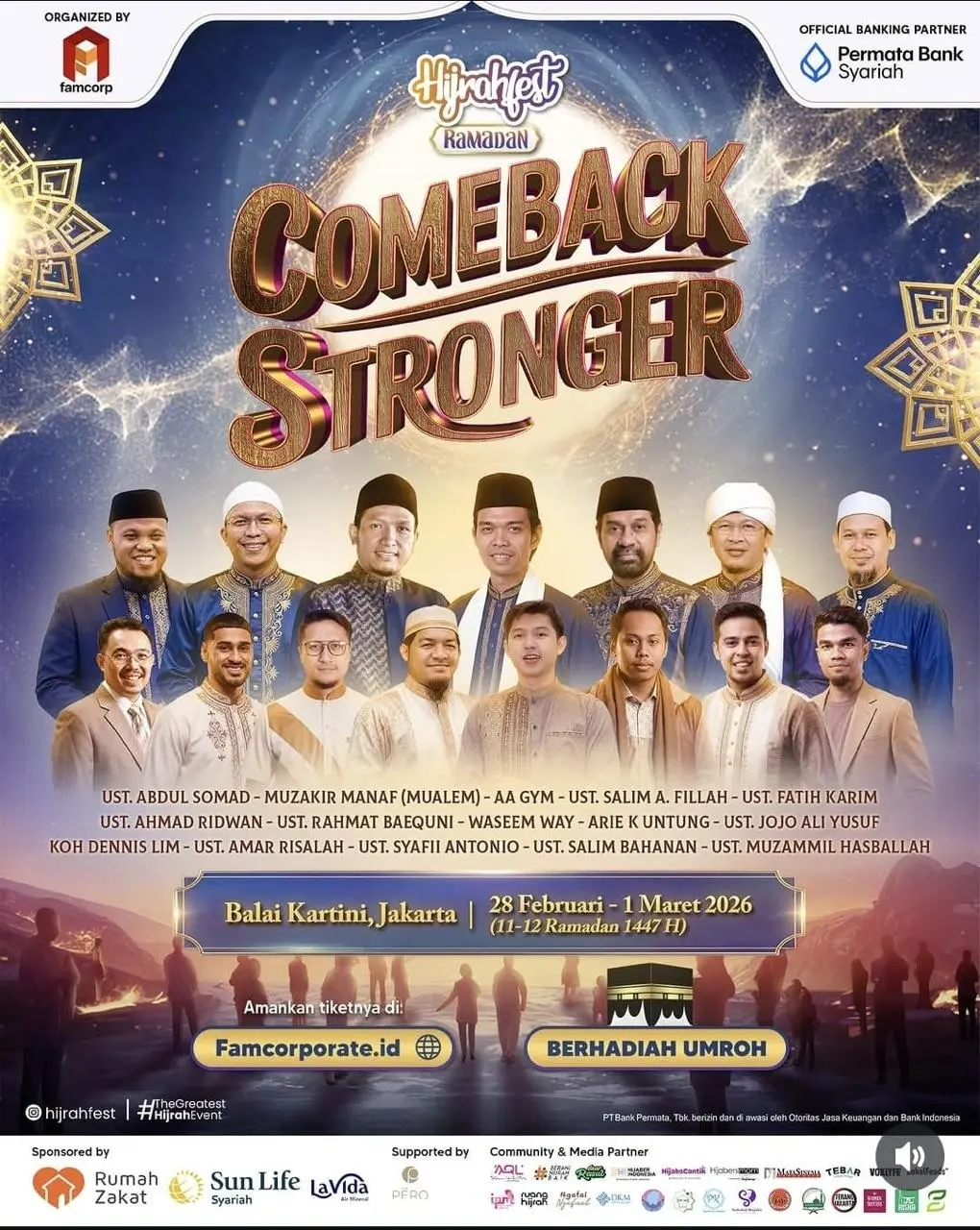 Poster resmi Hijrahfest Ramadan Comeback Stronger, 28 Februari–1 Maret 2026