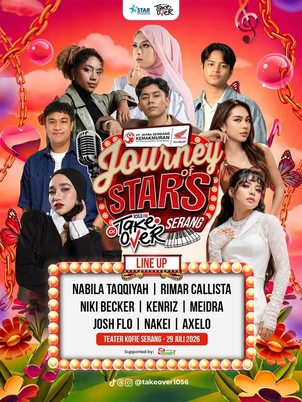 Poster resmi Journey of Stars, official event TAKE OVER dan Star Media Nusantara, 29 Juli 2026 di Teater Koffie Serang